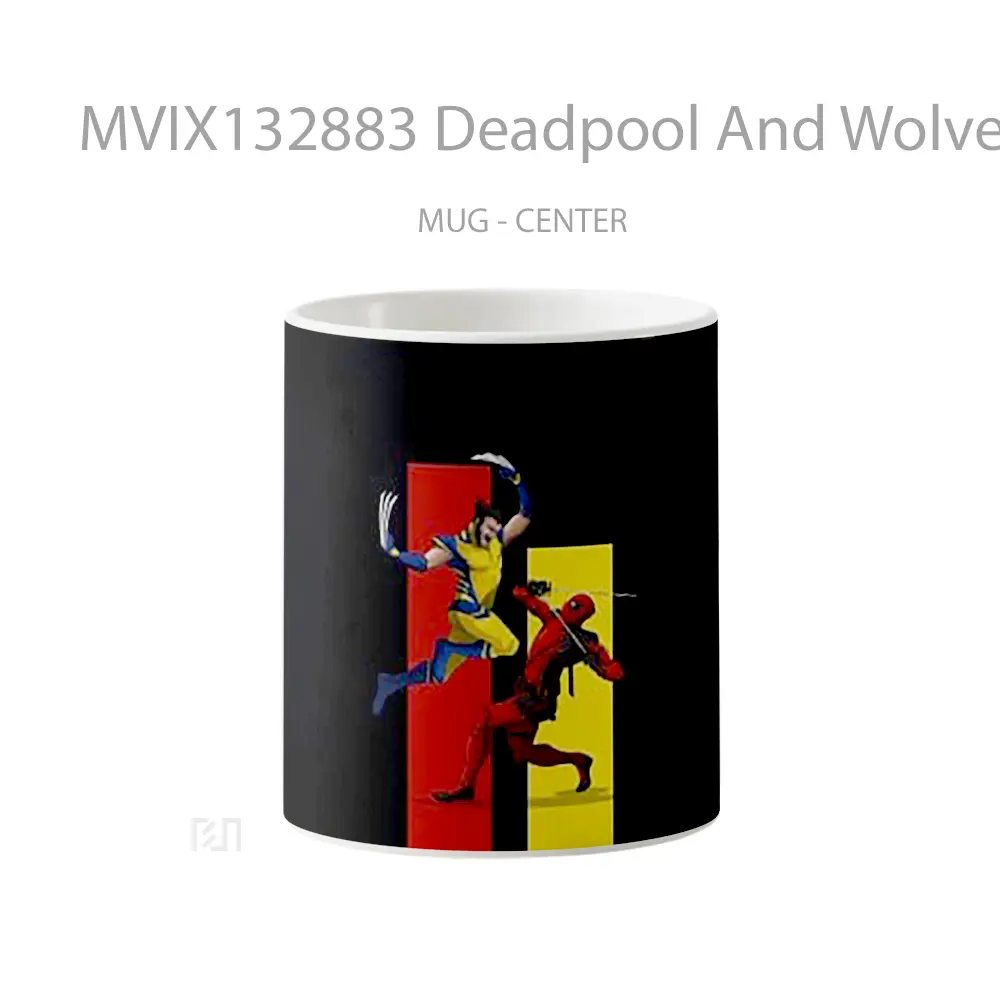 Mug Deadpool And Wolverine Minimalist Gelas Superhero