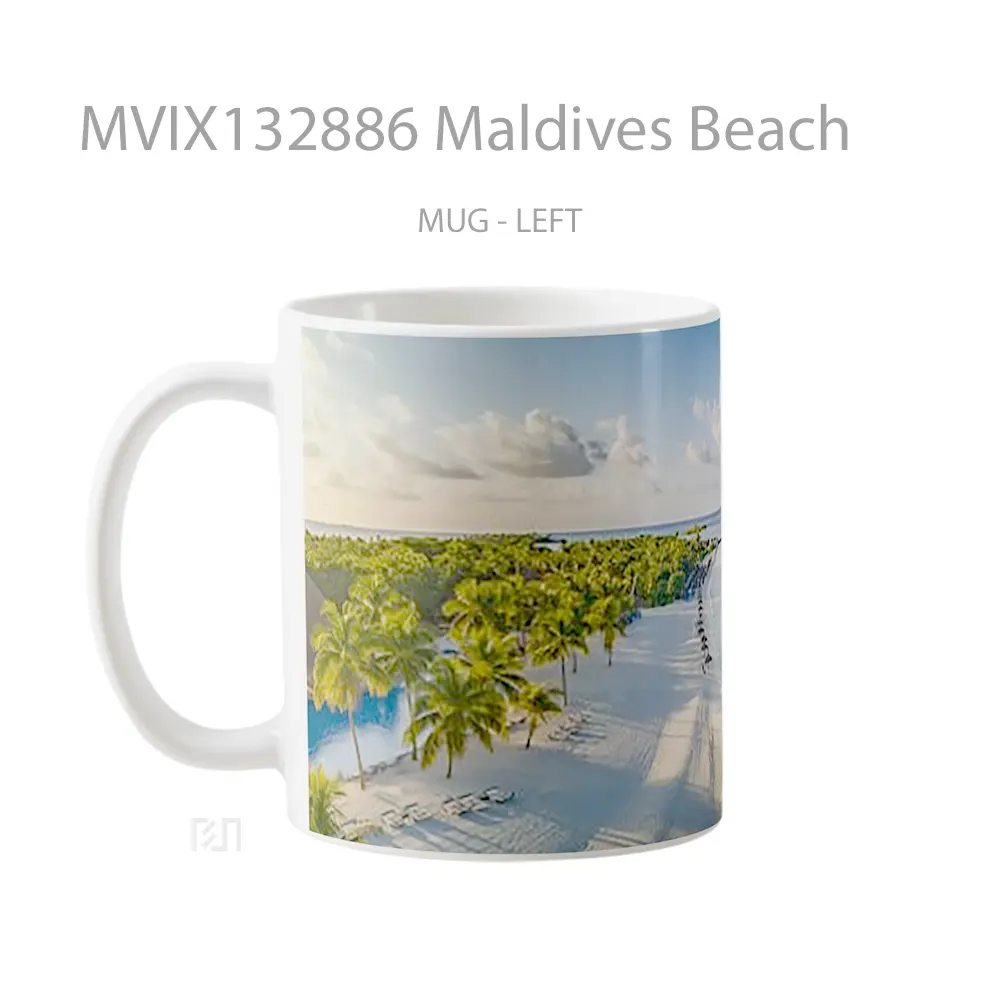 Mug Maldives Beach Gelas Pemandangan Alam - All-side / Desain