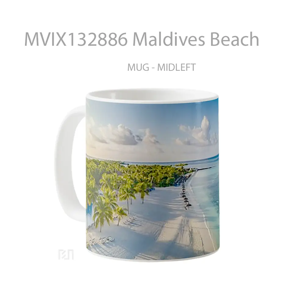 Mug Maldives Beach Gelas Pemandangan Alam - All-side / Desain