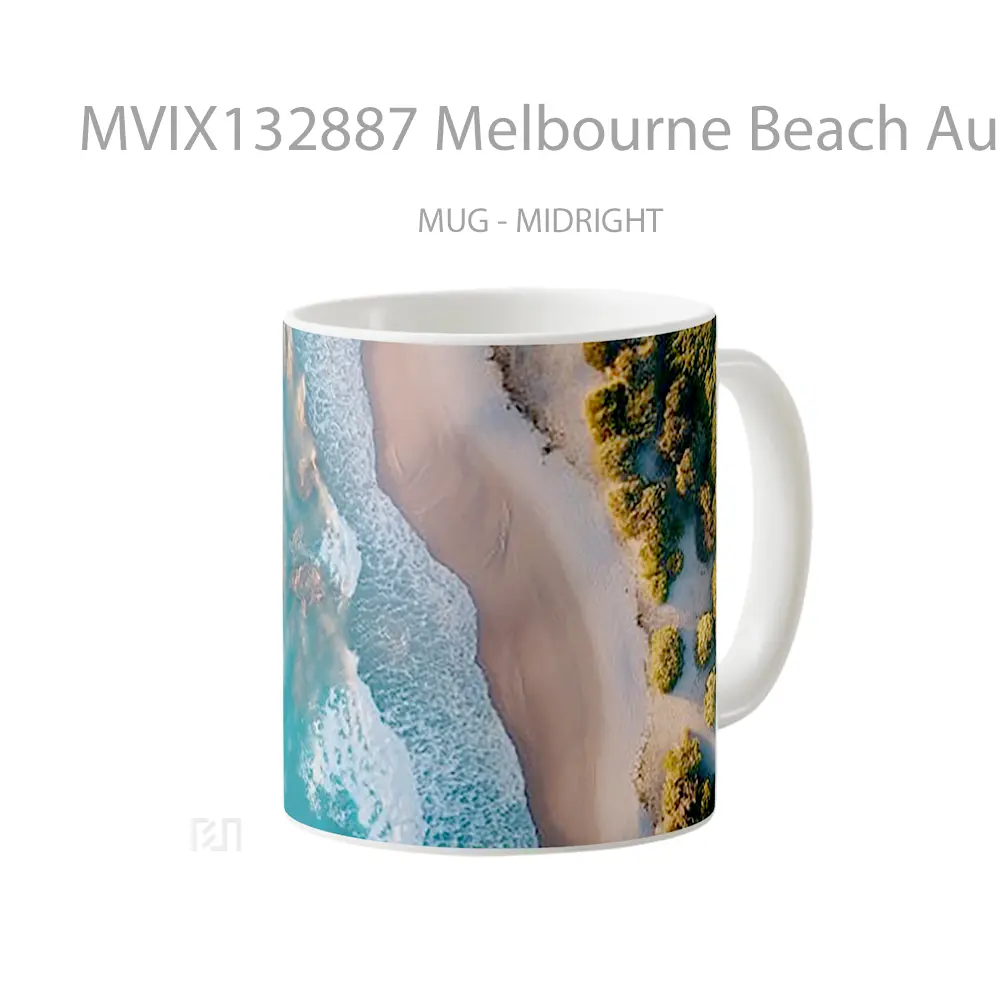 Mug Melbourne Beach Australia Gelas Pemandangan Alam - All-side / Desain