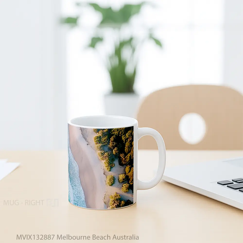 Mug Melbourne Beach Australia Gelas Pemandangan Alam - All-side / Desain