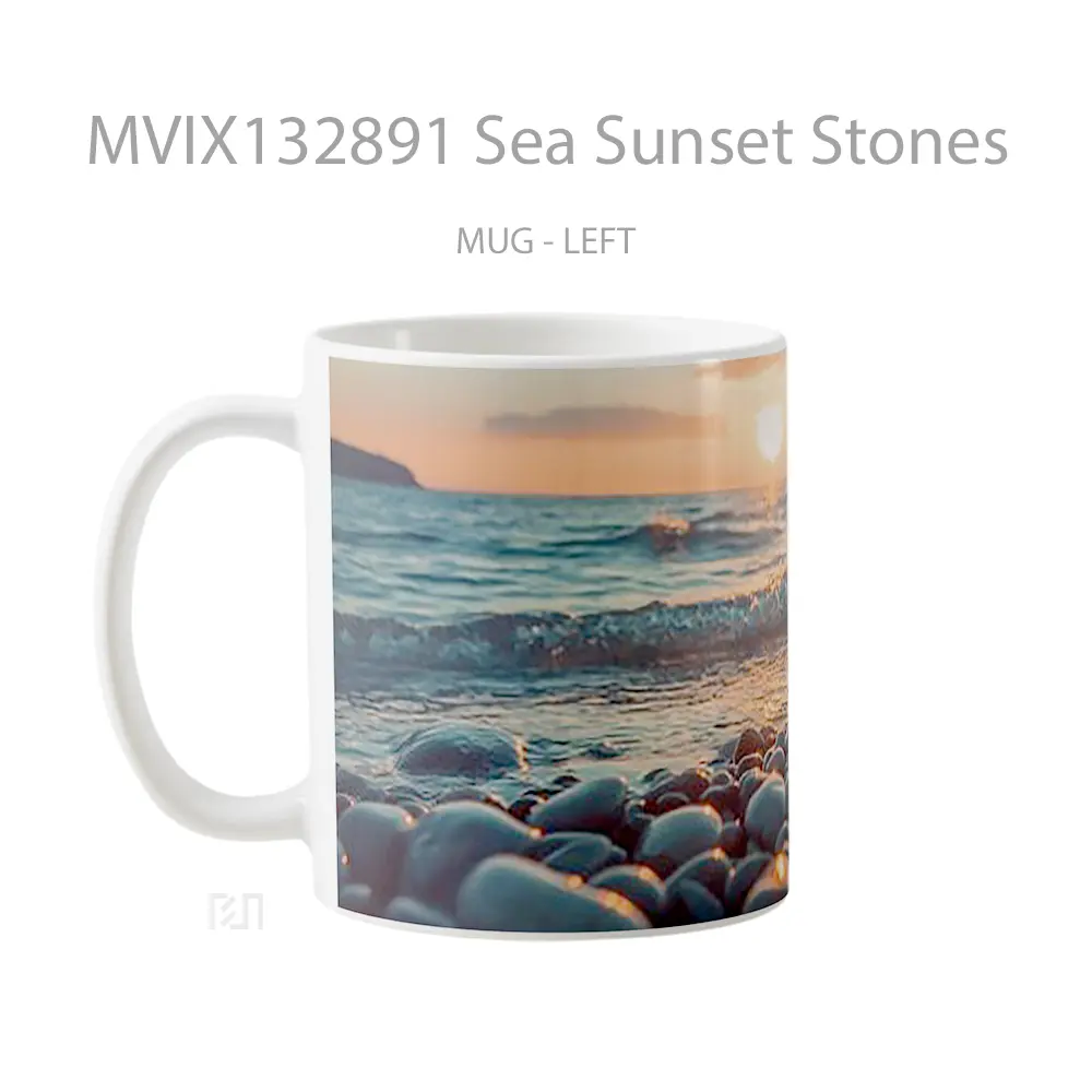 Mug Sea Sunset Stones Gelas Pemandangan Alam - All-side / Desain
