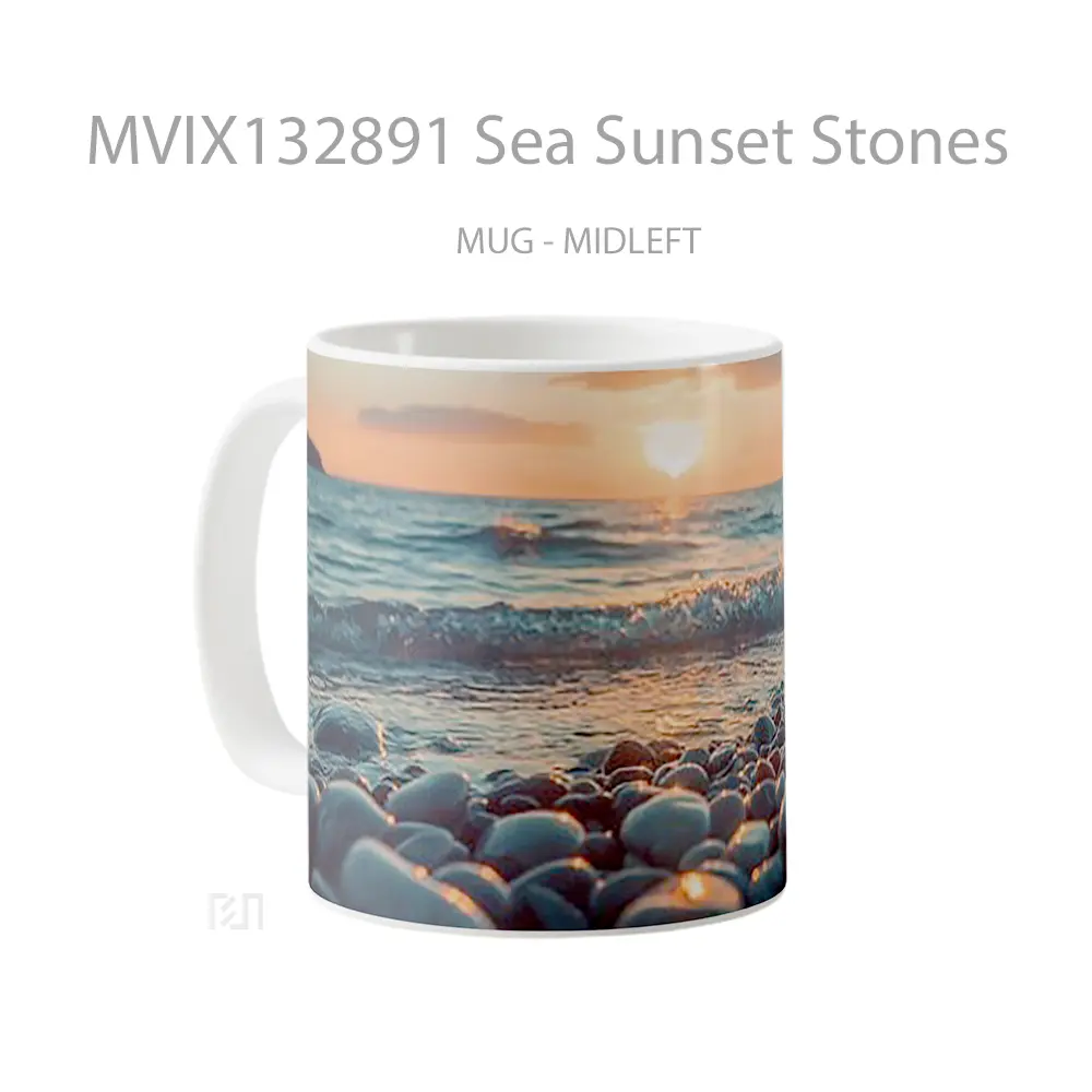 Mug Sea Sunset Stones Gelas Pemandangan Alam - All-side / Desain