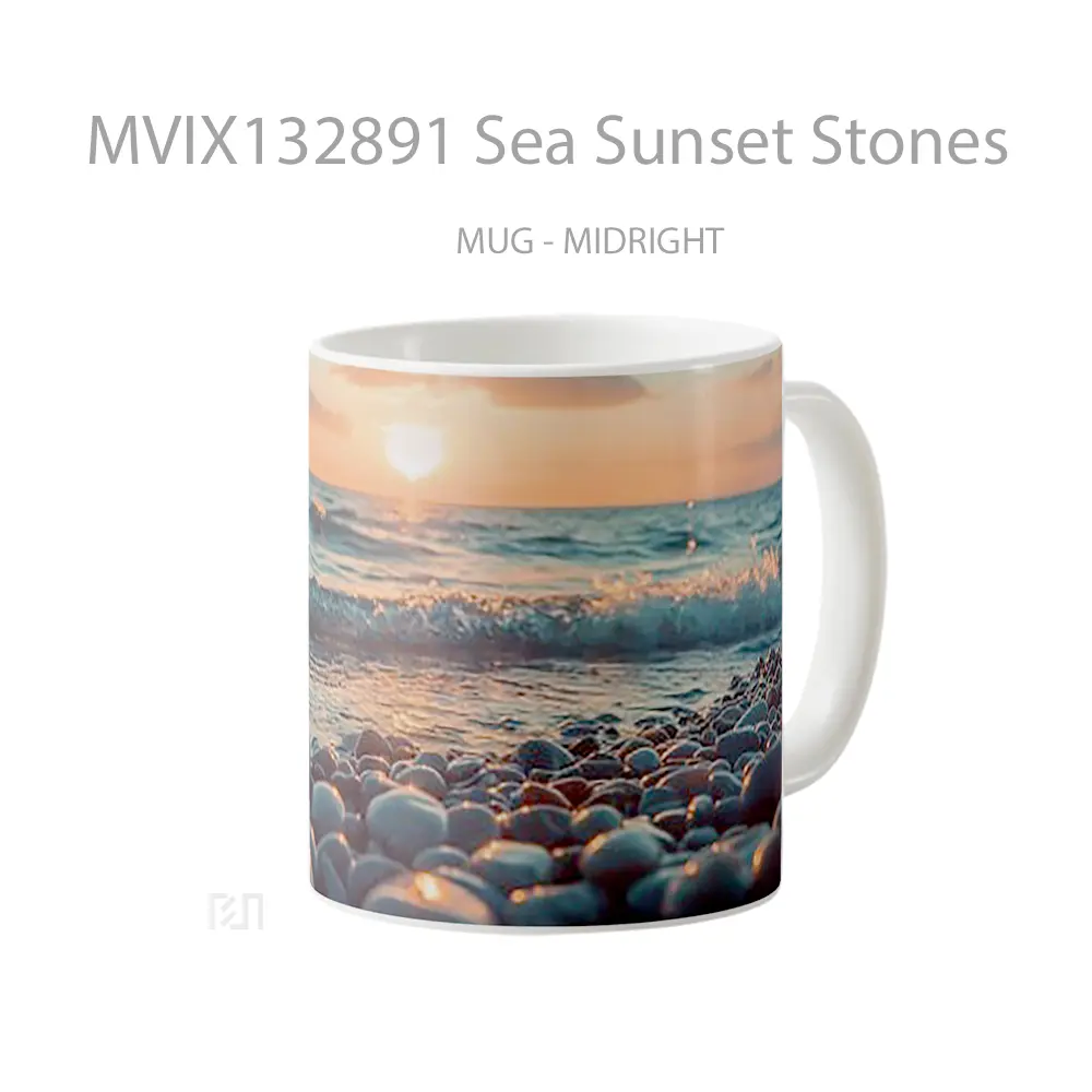 Mug Sea Sunset Stones Gelas Pemandangan Alam - All-side / Desain