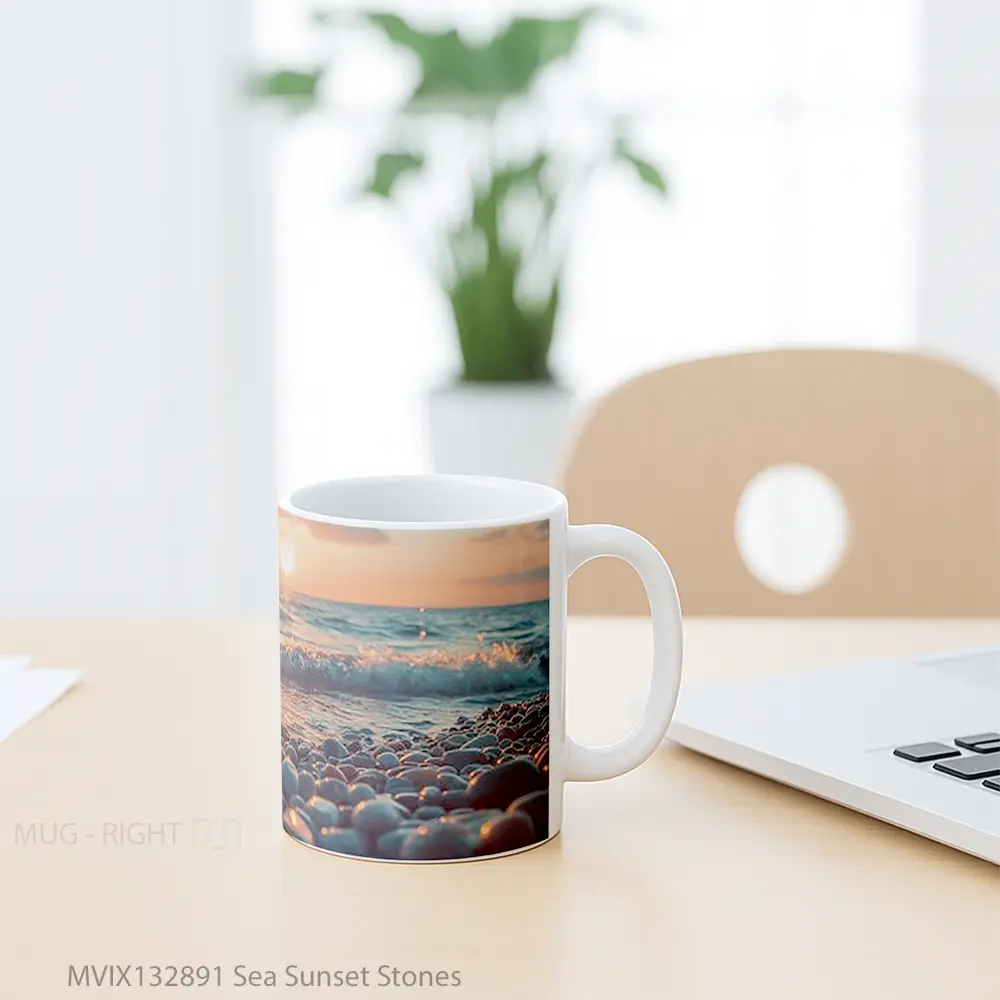 Mug Sea Sunset Stones Gelas Pemandangan Alam - All-side / Desain