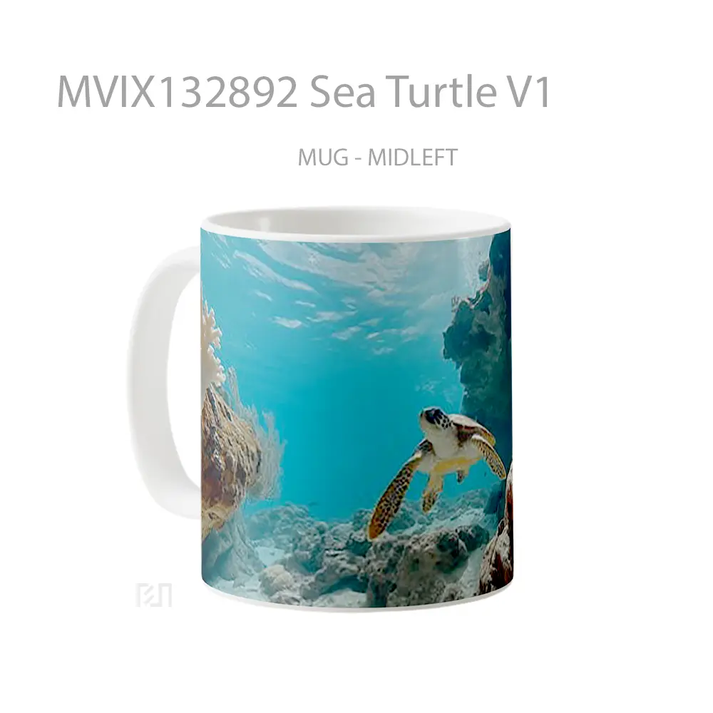 Mug Sea Turtle V1 Gelas Hewan Lucu - All-side / Desain