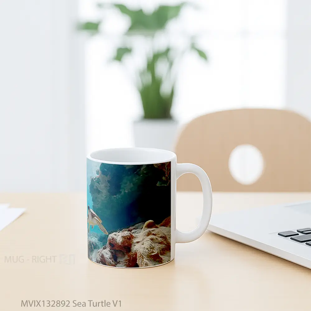 Mug Sea Turtle V1 Gelas Hewan Lucu - All-side / Desain