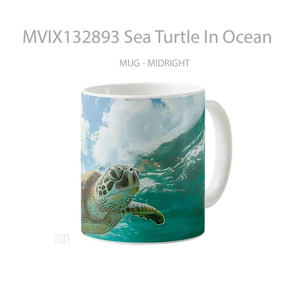 Mug Sea Turtle In Ocean Gelas Hewan Lucu - All-side / Desain
