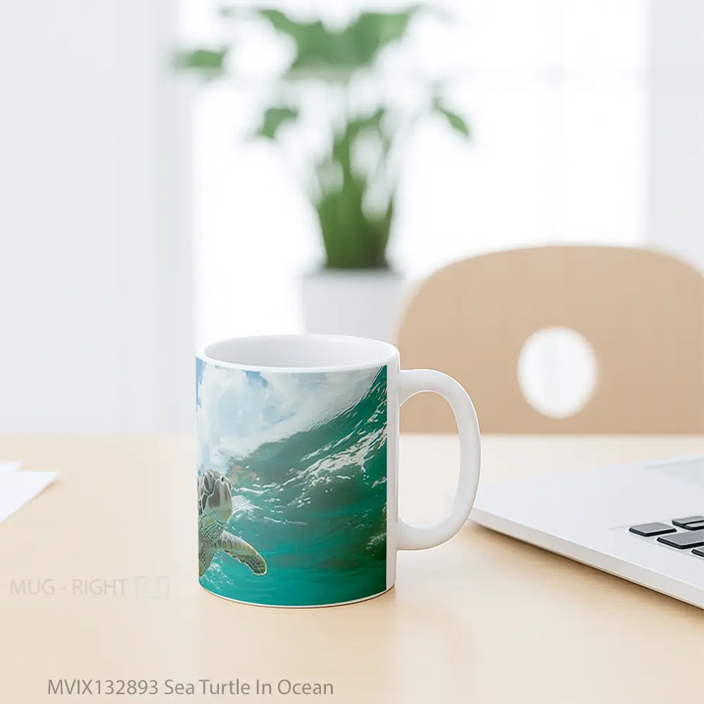 Mug Sea Turtle In Ocean Gelas Hewan Lucu - All-side / Desain