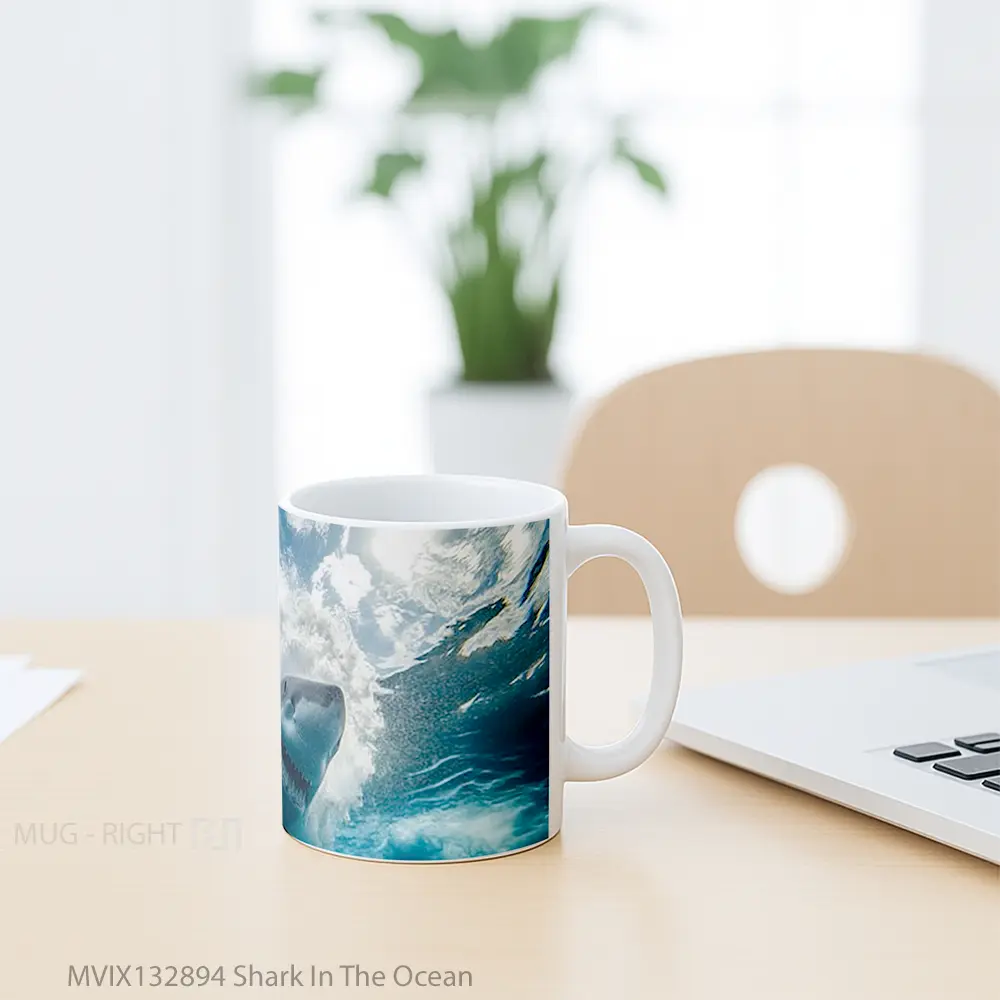 Mug Shark In The Ocean Gelas Hewan Lucu - All-side / Desain