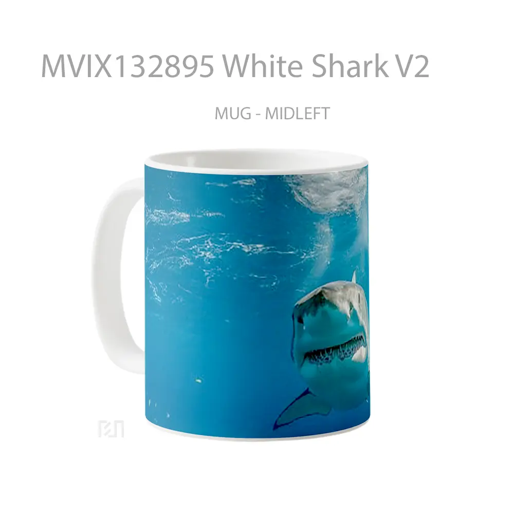 Mug White Shark V2 Gelas Hewan Lucu - All-side / Desain