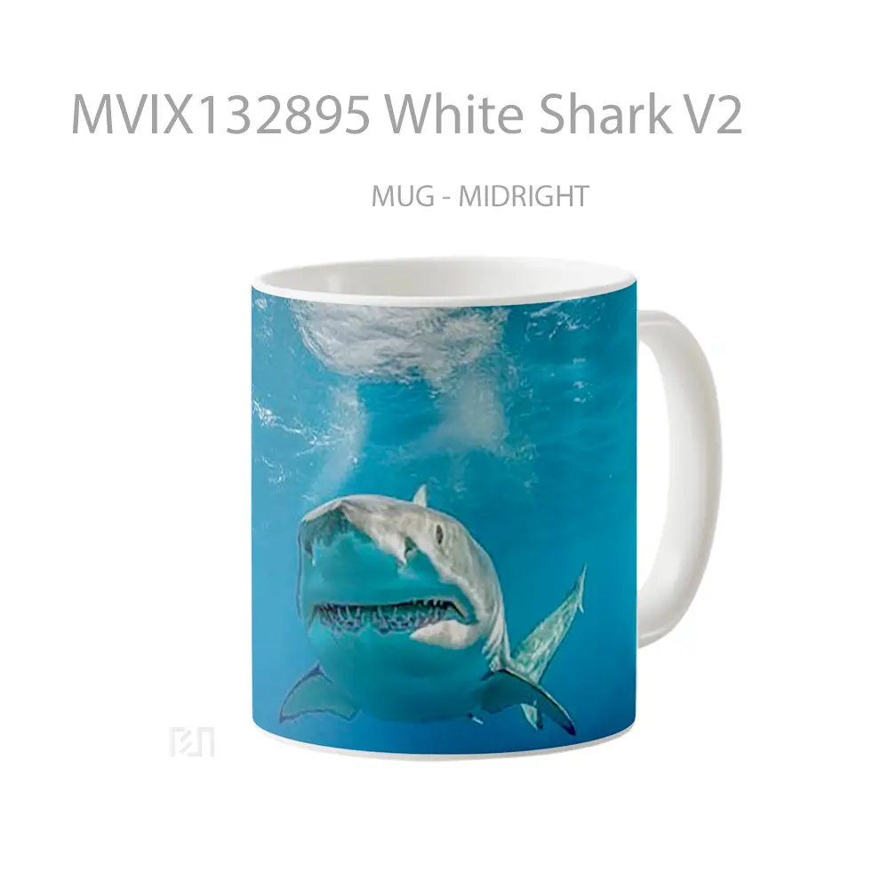 Mug White Shark V2 Gelas Hewan Lucu - All-side / Desain