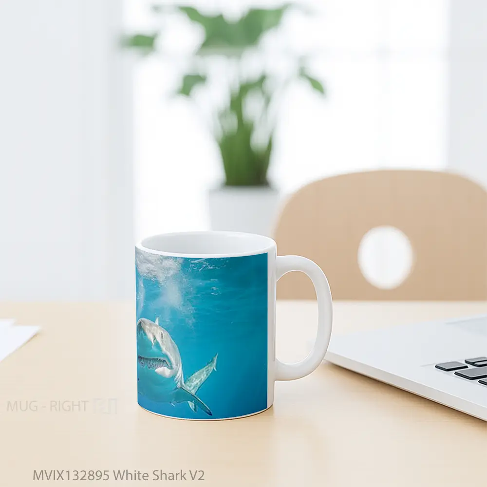 Mug White Shark V2 Gelas Hewan Lucu - All-side / Desain