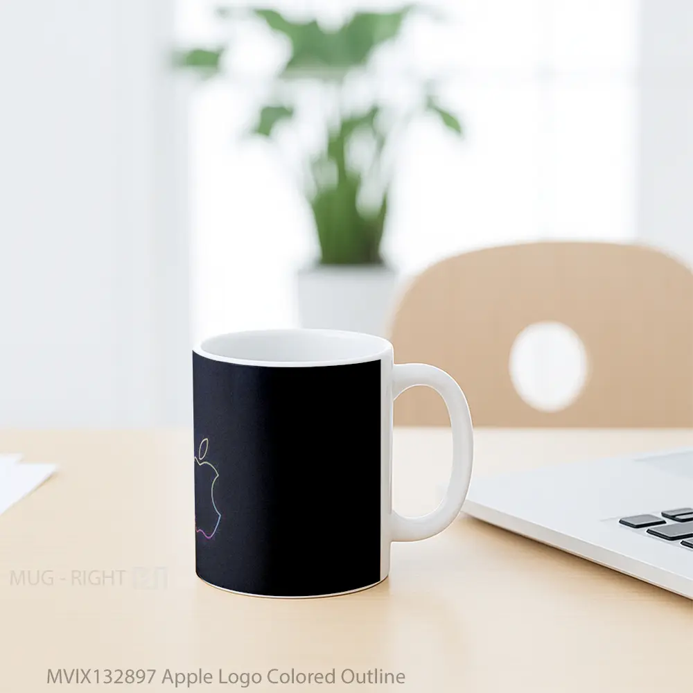 Mug Apple Logo Colored Outline Gelas Keramik Unik - All-side / Desain