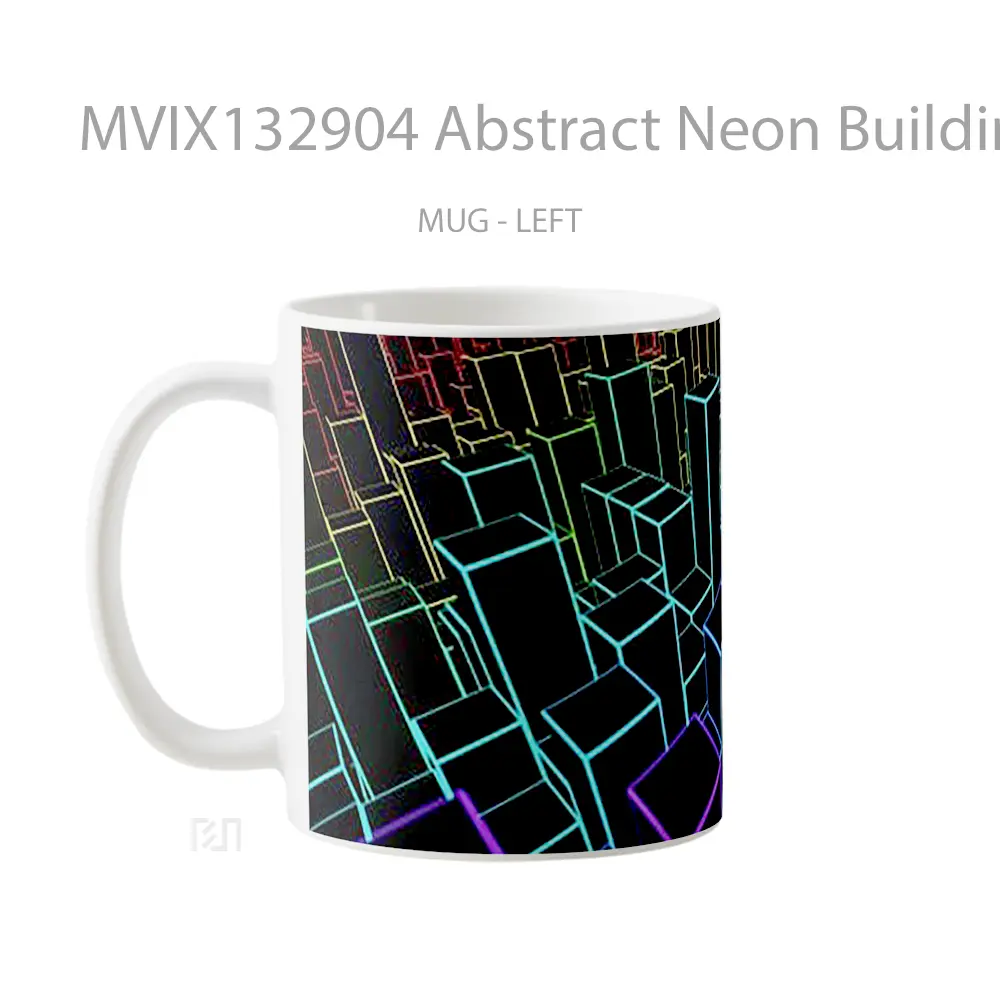 Mug Abstract Neon Buildings Gelas Seni Modern - All-side / Desain