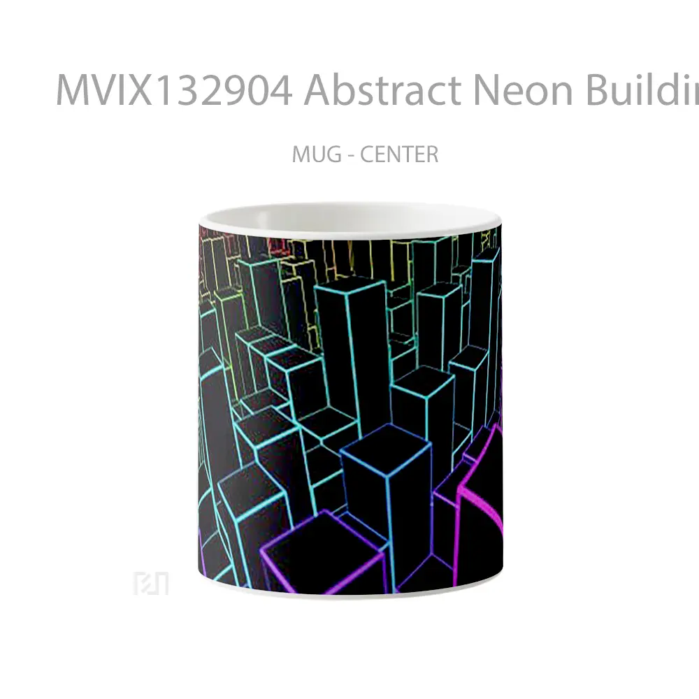Mug Abstract Neon Buildings Gelas Seni Modern