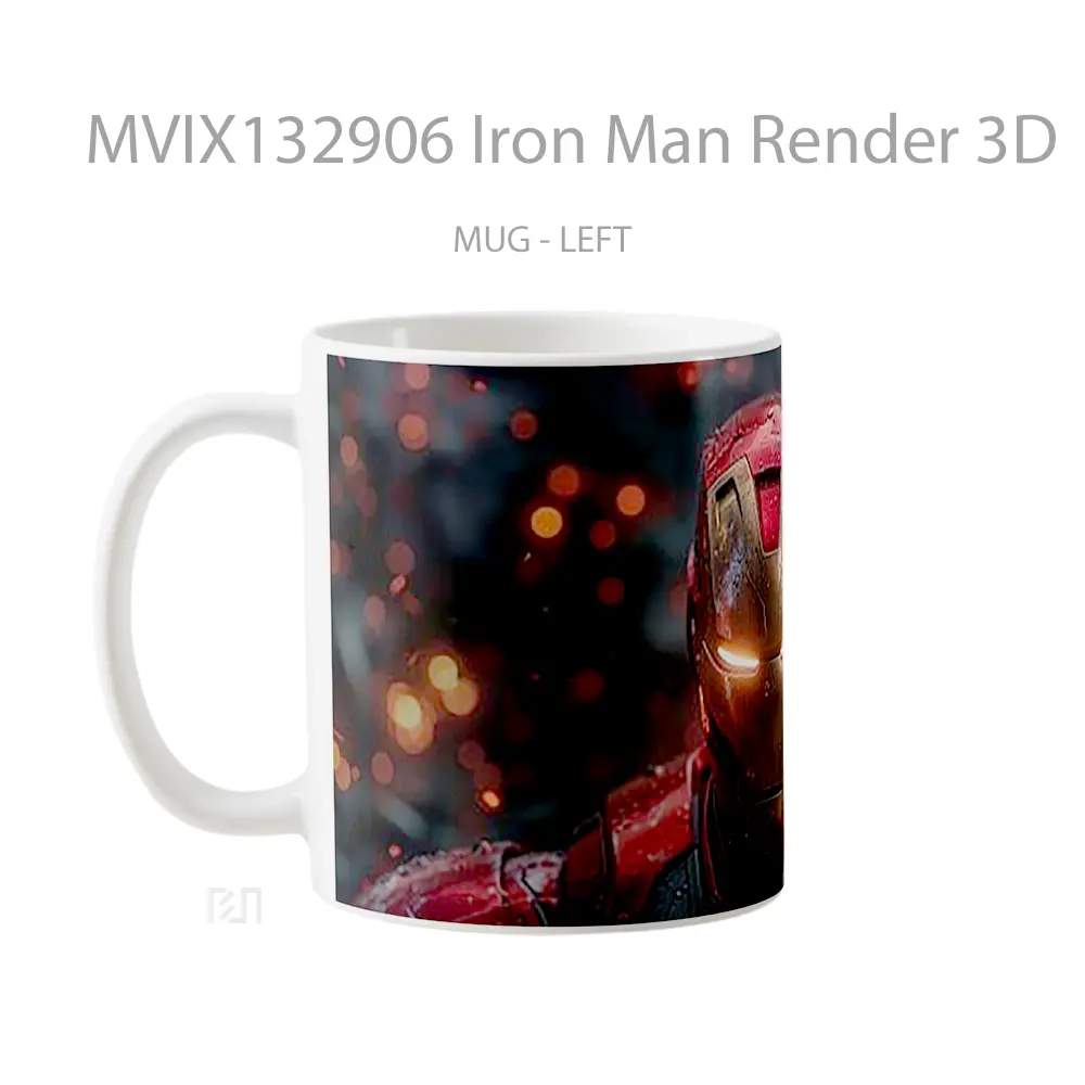 Mug Iron Man Render 3D Gelas Superhero - All-side / Desain