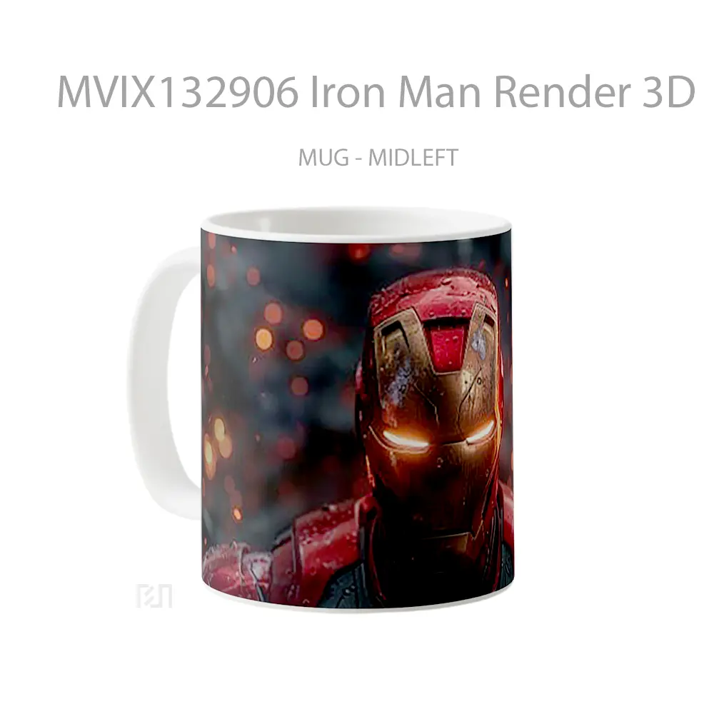 Mug Iron Man Render 3D Gelas Superhero - All-side / Desain