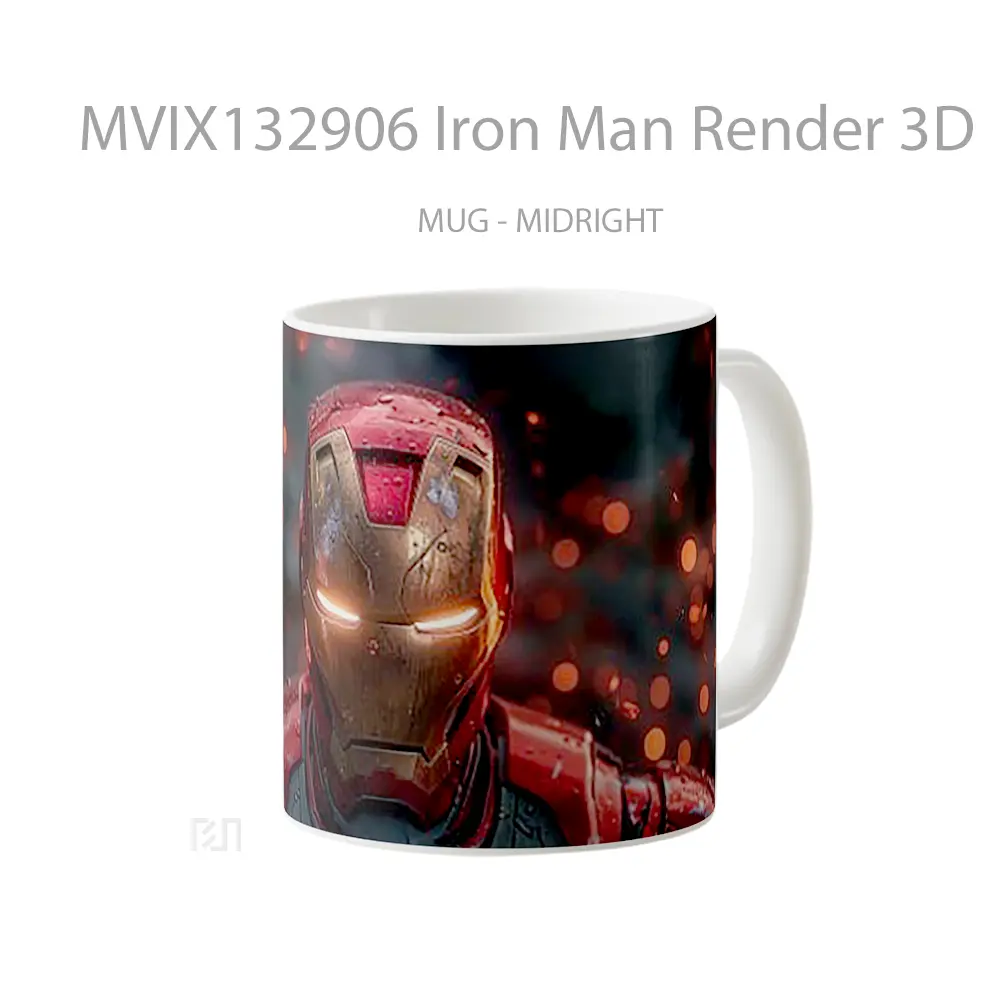 Mug Iron Man Render 3D Gelas Superhero - All-side / Desain
