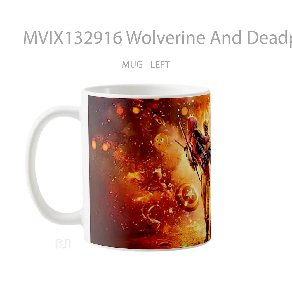 Mug Wolverine And Deadpool Explosion Marvel Universe Gelas Superhero - All-side / Desain