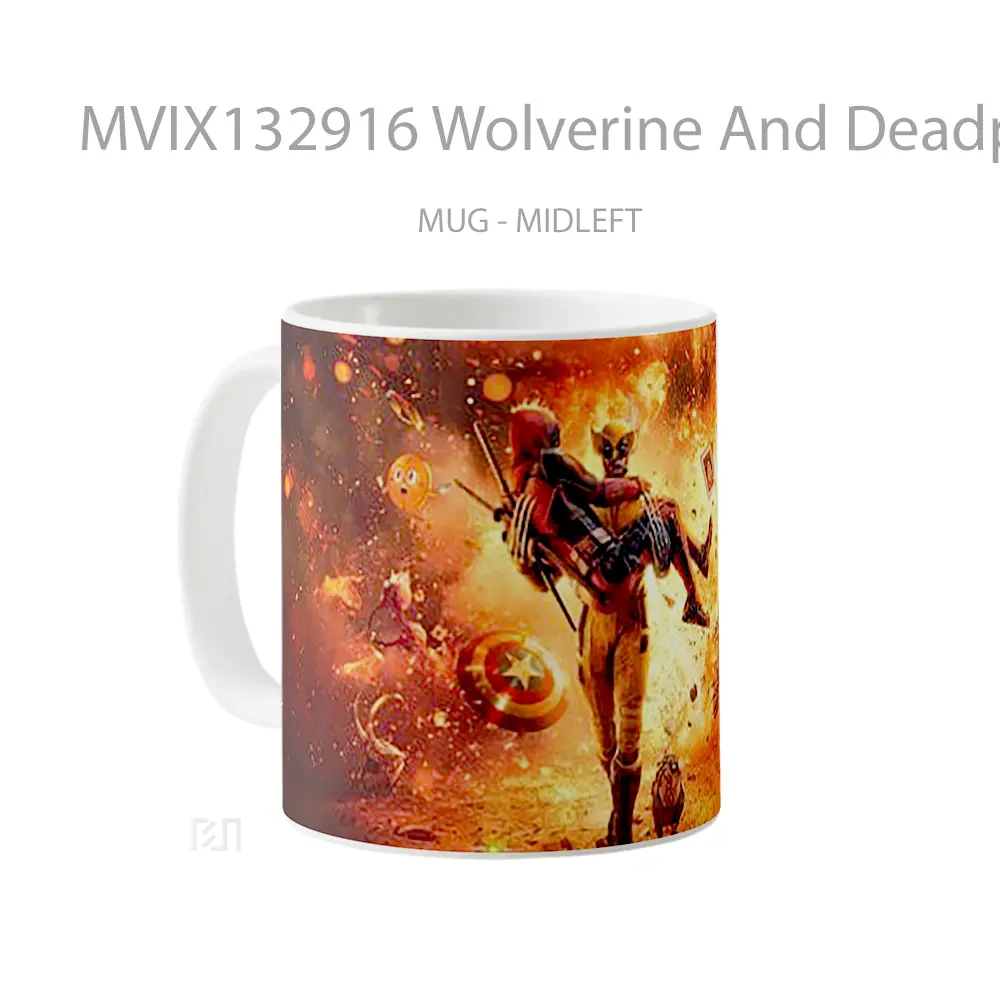 Mug Wolverine And Deadpool Explosion Marvel Universe Gelas Superhero - All-side / Desain