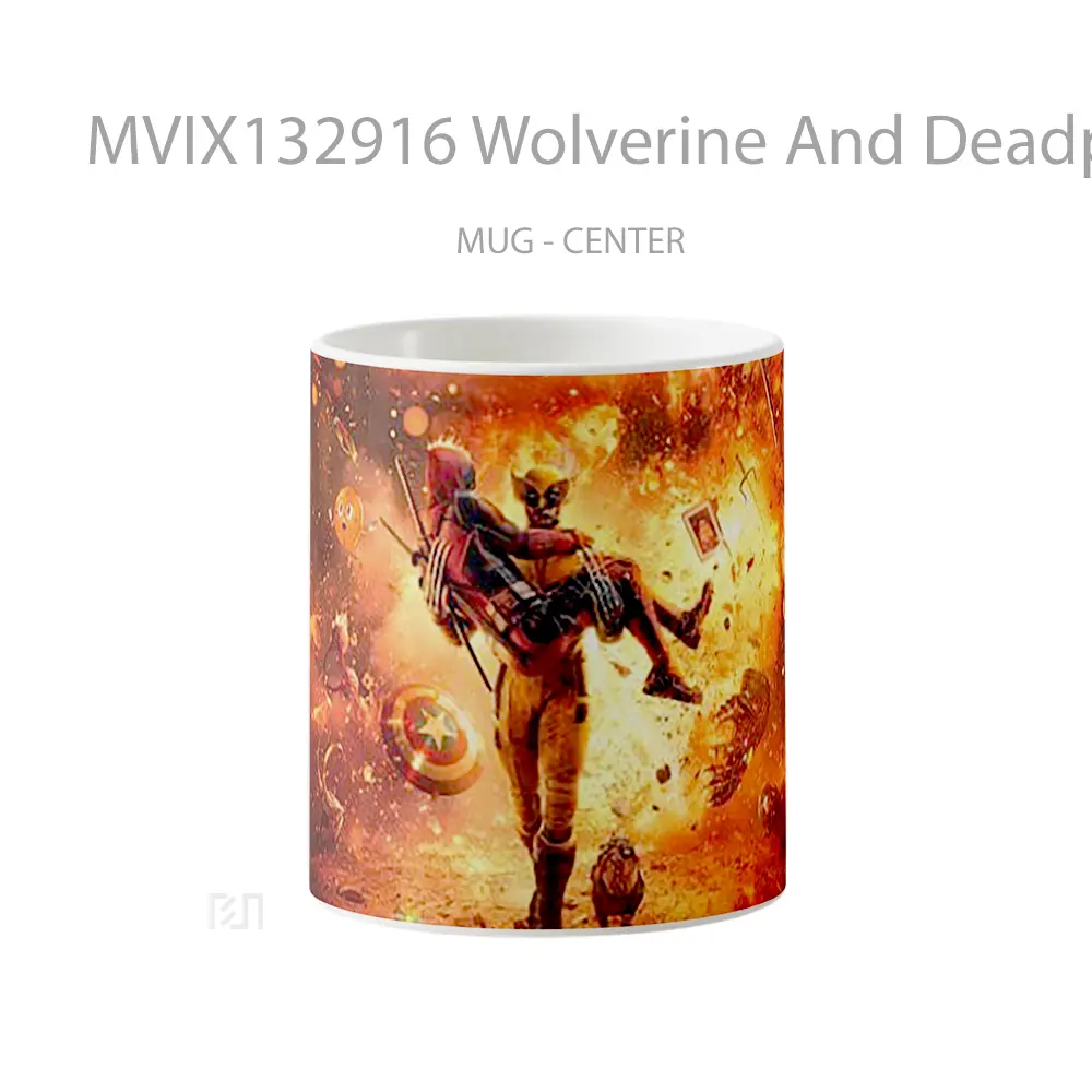 Mug Wolverine And Deadpool Explosion Marvel Universe Gelas Superhero
