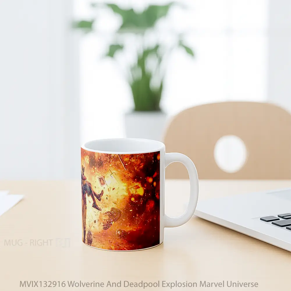 Mug Wolverine And Deadpool Explosion Marvel Universe Gelas Superhero - All-side / Desain