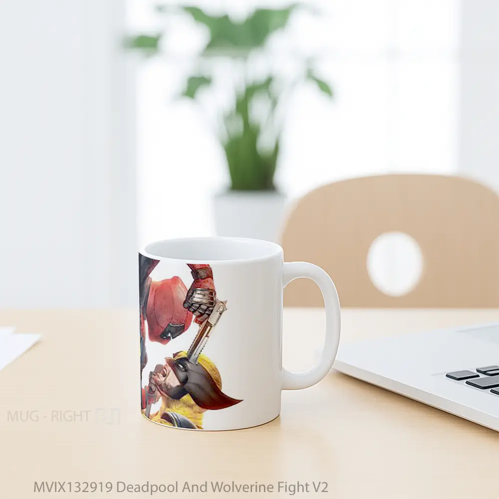 Mug Deadpool And Wolverine Fight V2 Gelas Superhero - All-side / Desain