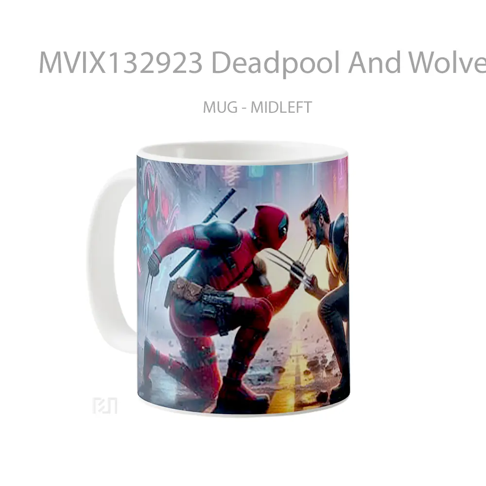 Mug Deadpool And Wolverine Showdown Gelas Superhero - All-side / Desain