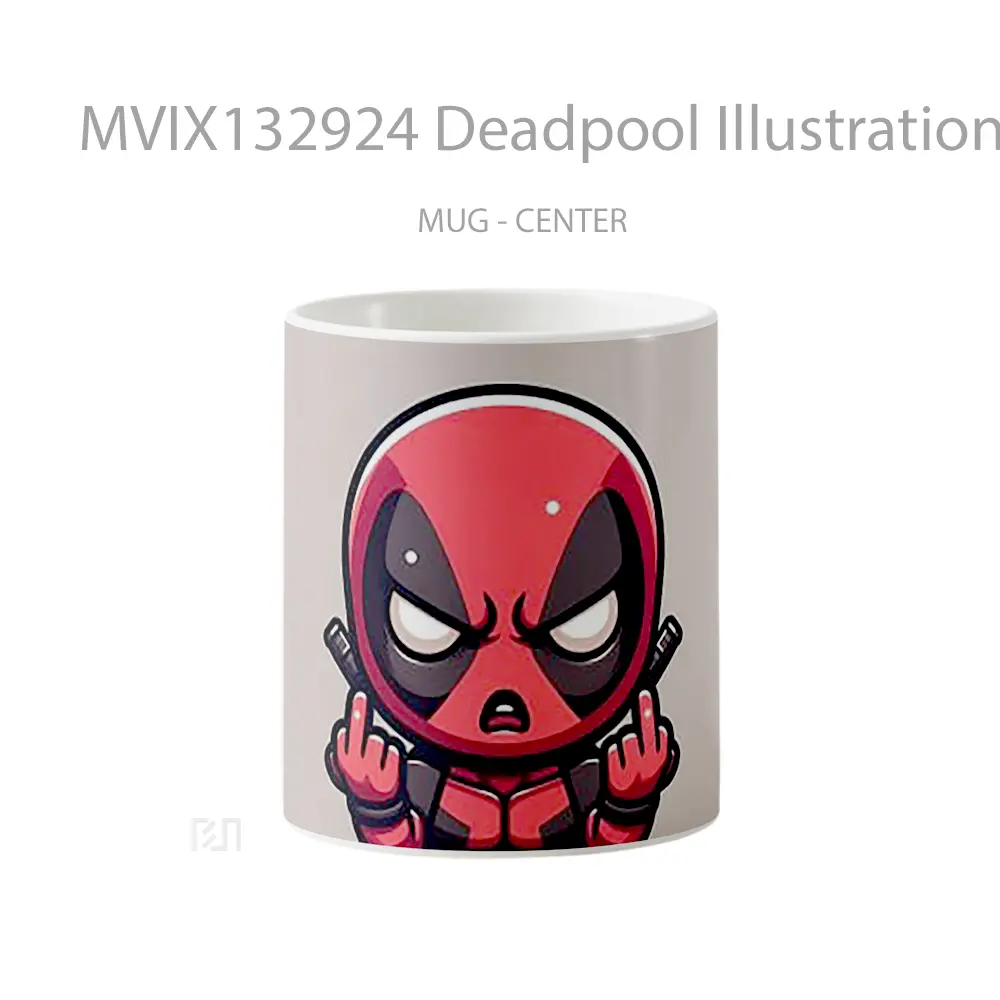 Mug Deadpool Illustration Raising Middle Fingers Gelas Superhero