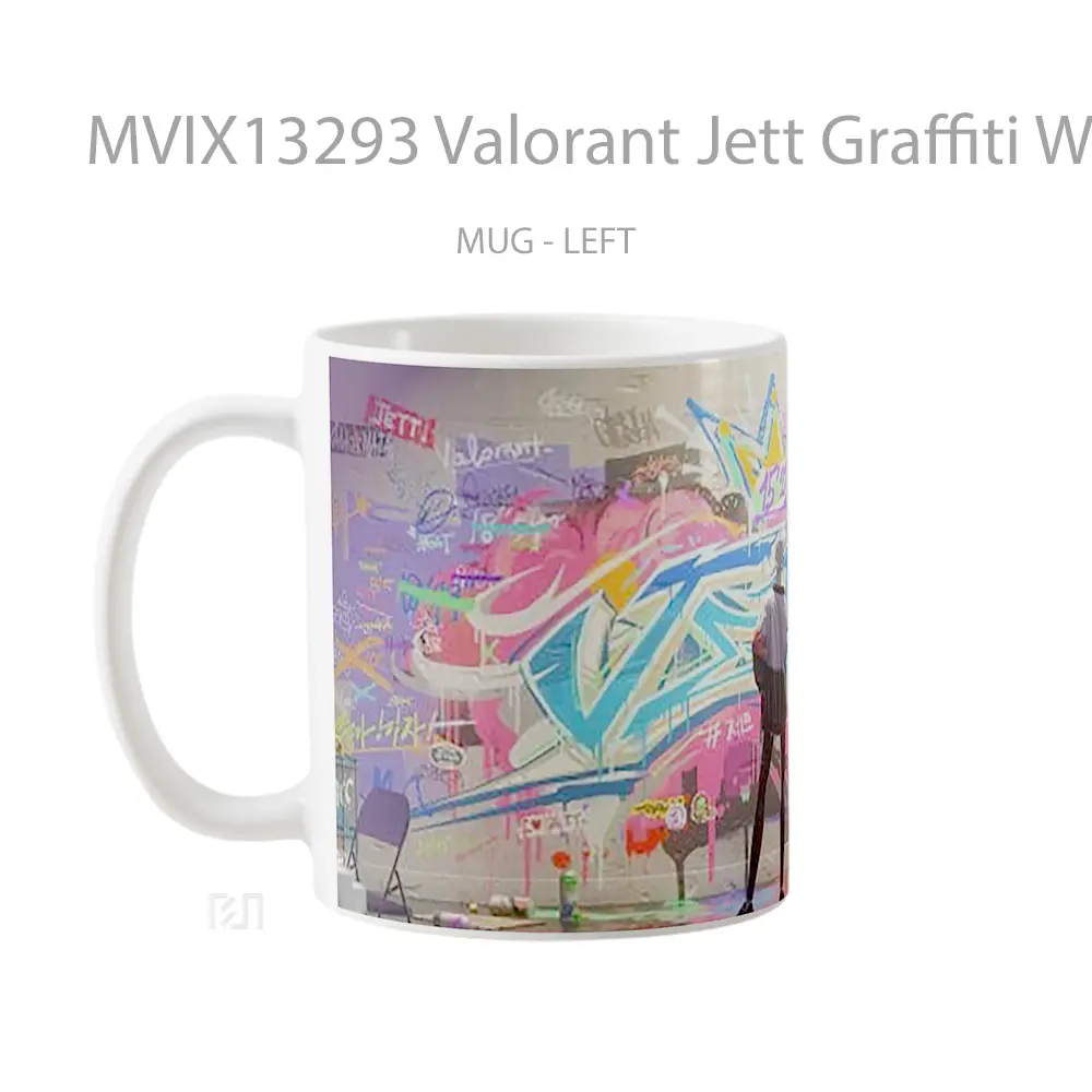 Mug Valorant Jett Graffiti Wall Cangkir Gamer - All-side / Desain