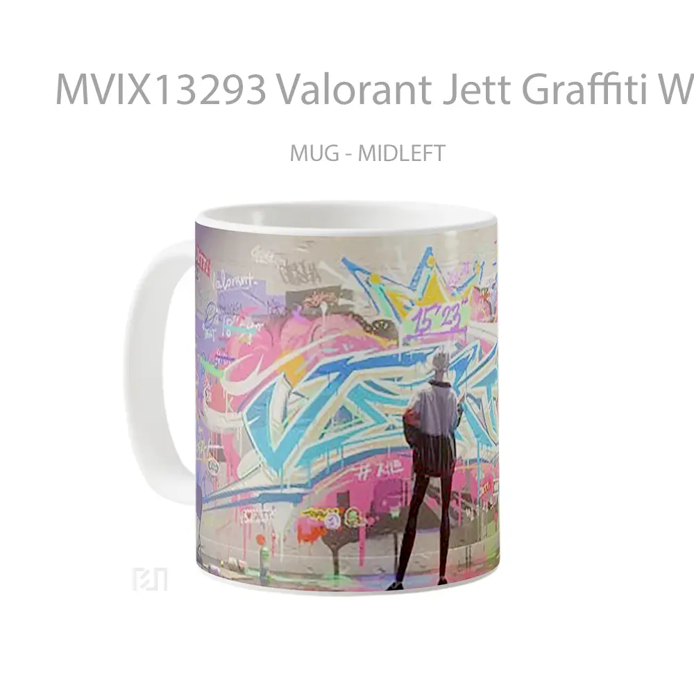 Mug Valorant Jett Graffiti Wall Cangkir Gamer - All-side / Desain