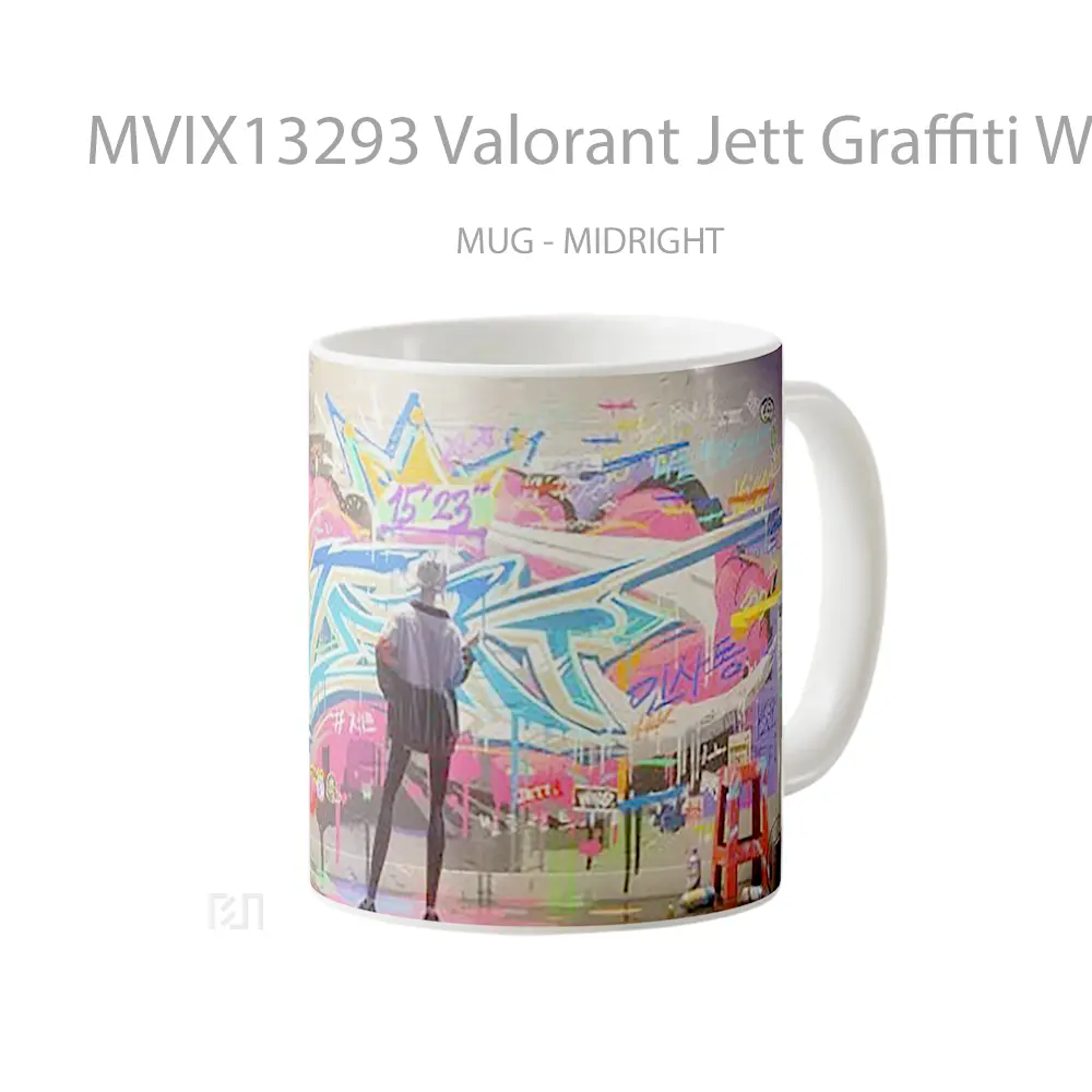 Mug Valorant Jett Graffiti Wall Cangkir Gamer - All-side / Desain