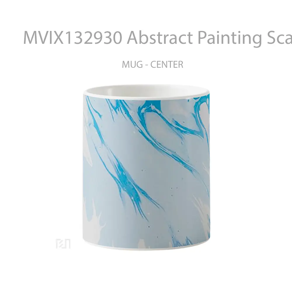 Mug Abstract Painting Scattered Blue And White Gelas Seni Modern