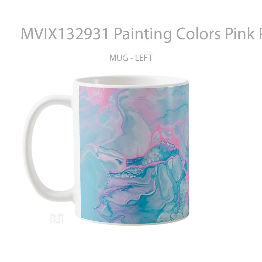 Mug Painting Colors Pink Purple Blue Pastels Gelas Seni Modern - All-side / Desain