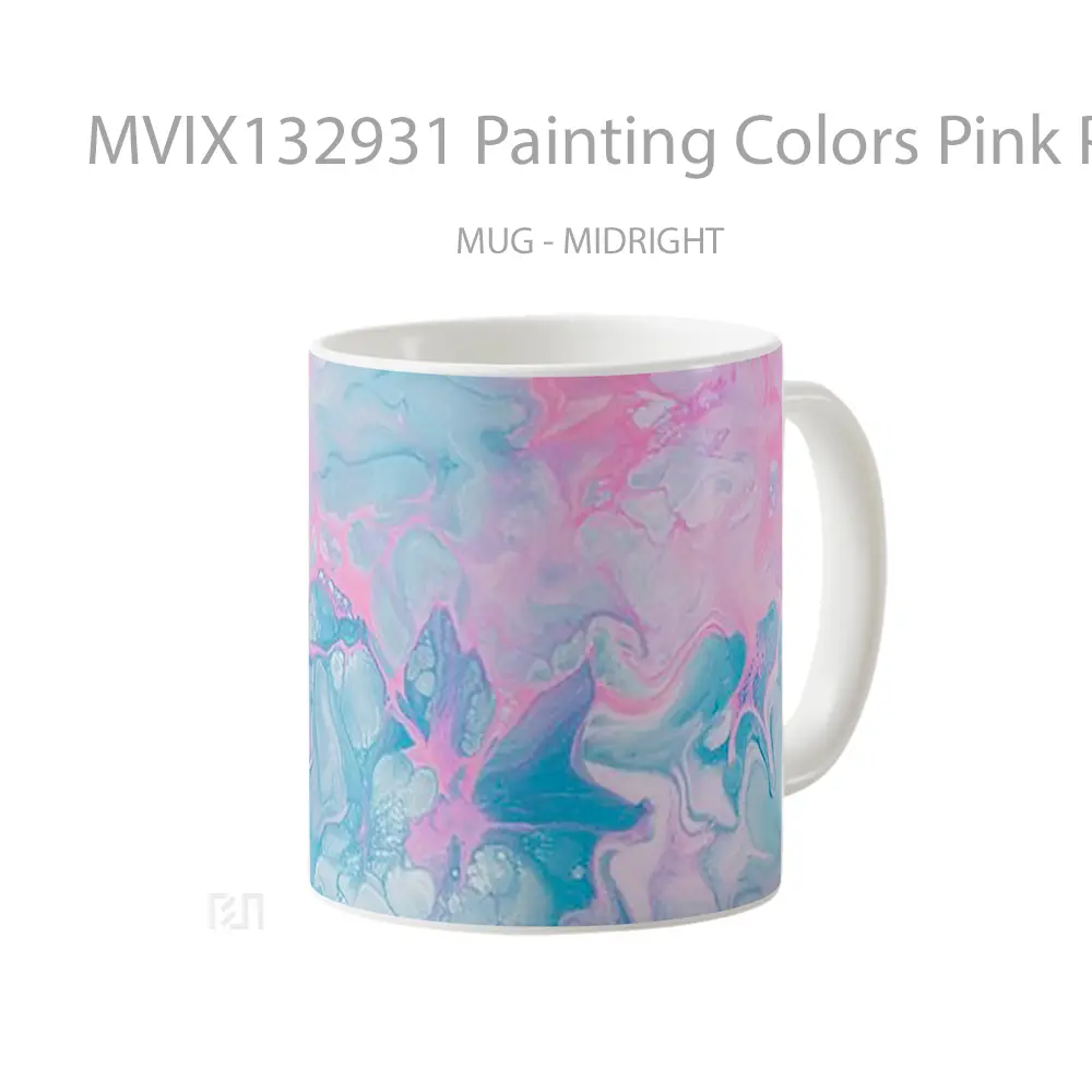 Mug Painting Colors Pink Purple Blue Pastels Gelas Seni Modern - All-side / Desain