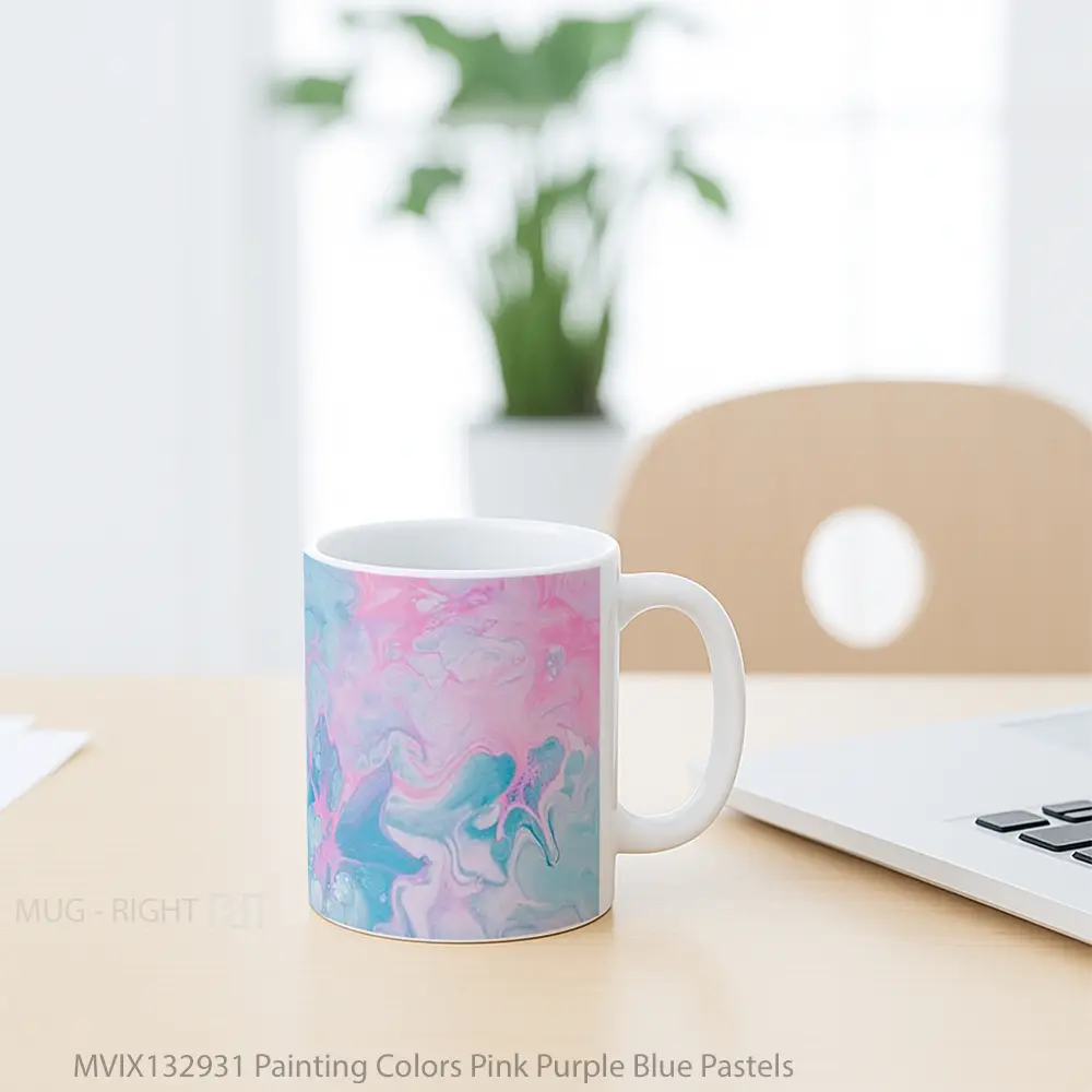 Mug Painting Colors Pink Purple Blue Pastels Gelas Seni Modern - All-side / Desain