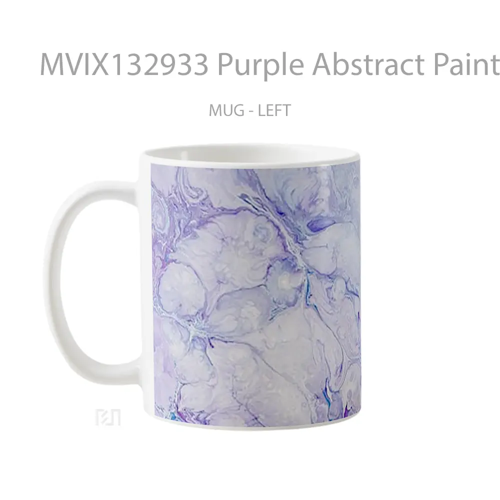 Mug Purple Abstract Painting Gelas Seni Modern - All-side / Desain