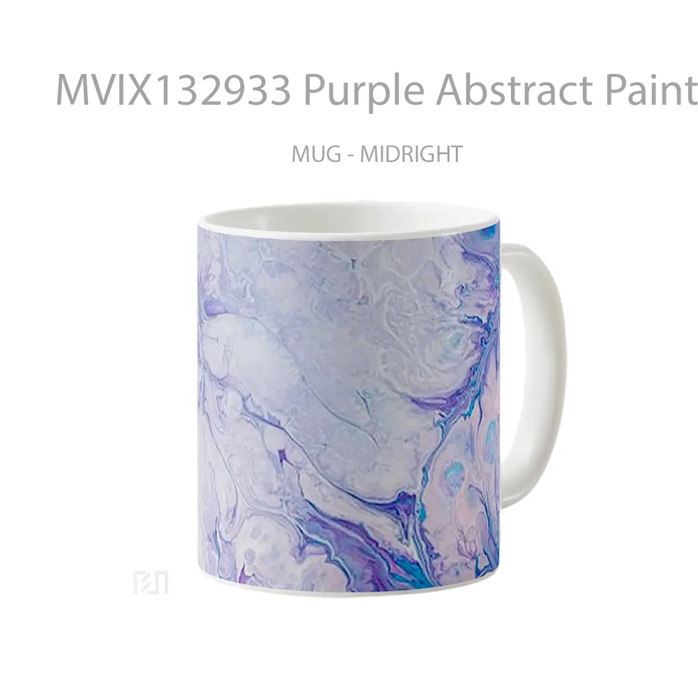 Mug Purple Abstract Painting Gelas Seni Modern - All-side / Desain