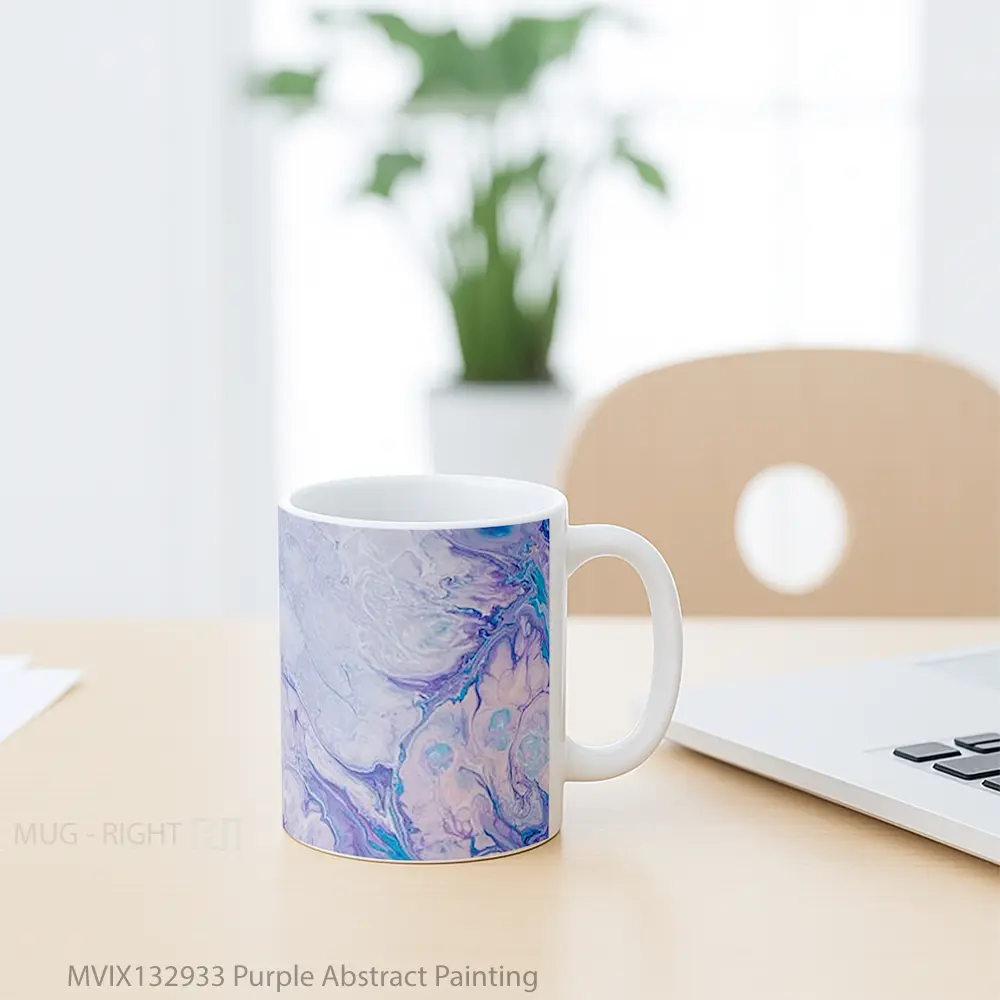 Mug Purple Abstract Painting Gelas Seni Modern - All-side / Desain