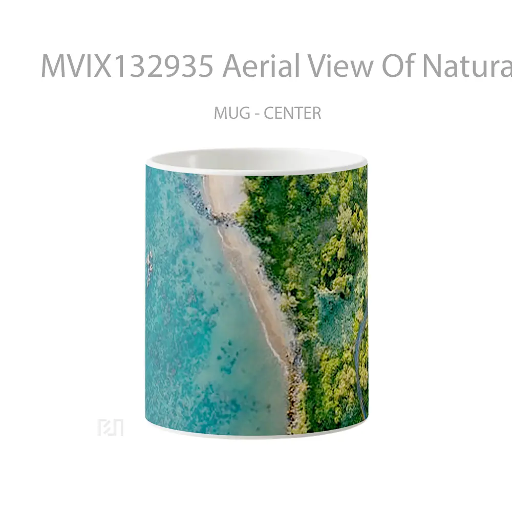 Mug Aerial View Of Natural Landscape Sea Vegetation Gelas Pemandangan Alam