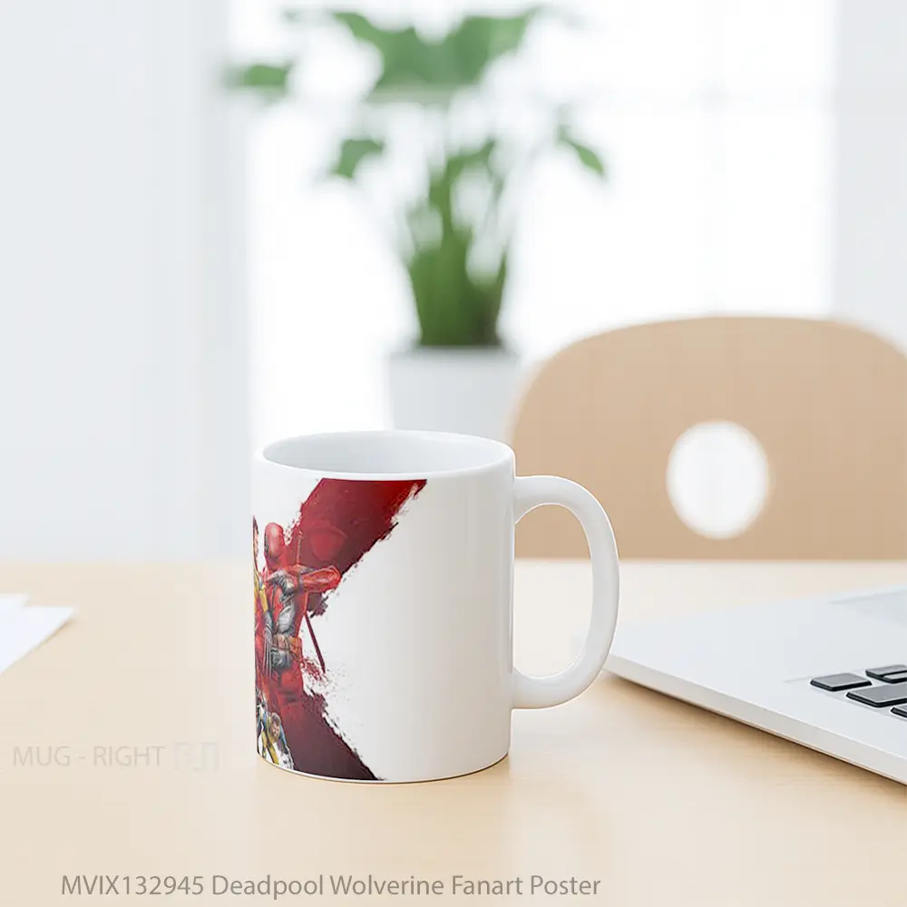 Mug Deadpool Wolverine Fanart Poster Gelas Superhero - All-side / Desain