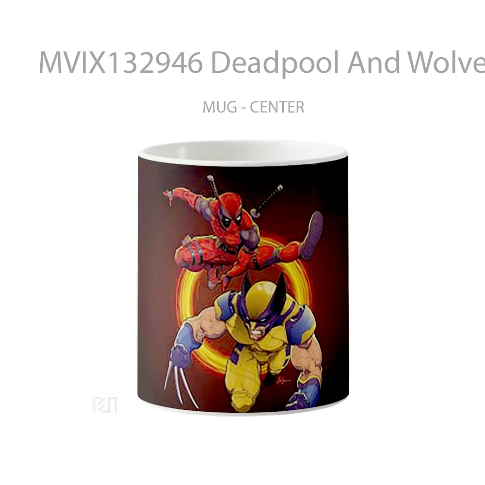 Mug Deadpool And Wolverine Illustration Gelas Superhero