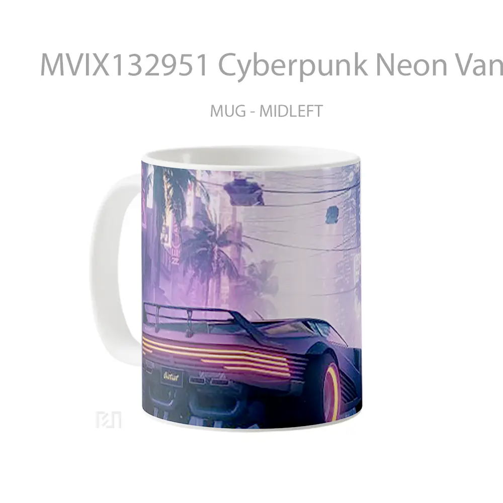 Mug Cyberpunk Neon Vanguard Cangkir Gamer - All-side / Desain