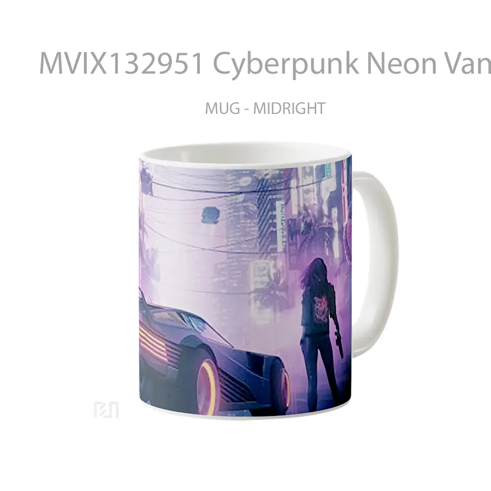 Mug Cyberpunk Neon Vanguard Cangkir Gamer - All-side / Desain