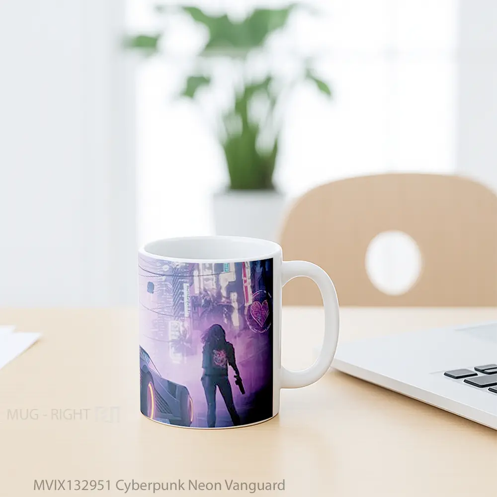 Mug Cyberpunk Neon Vanguard Cangkir Gamer - All-side / Desain