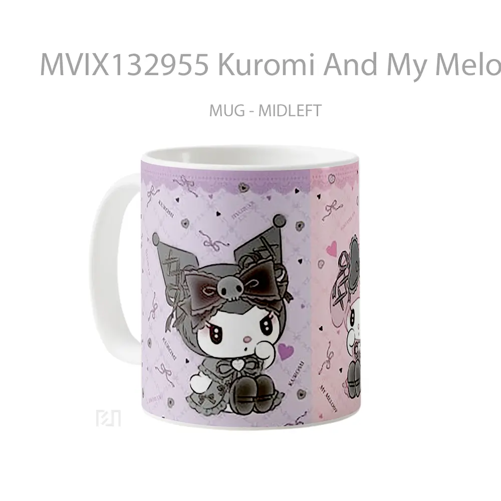 Mug Kuromi And My Melody From Hello Kitty Gelas Keramik Unik - All-side / Desain