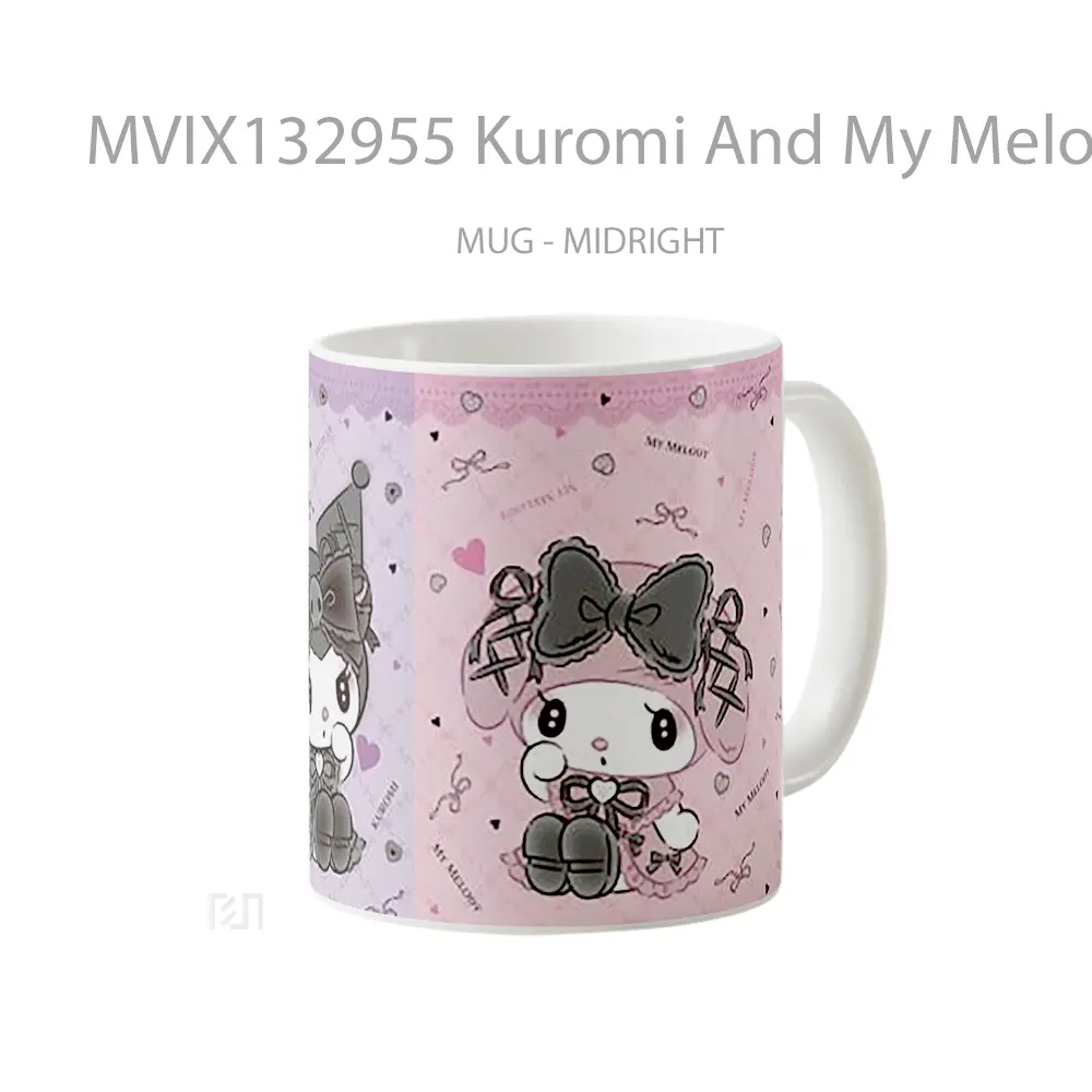 Mug Kuromi And My Melody From Hello Kitty Gelas Keramik Unik - All-side / Desain