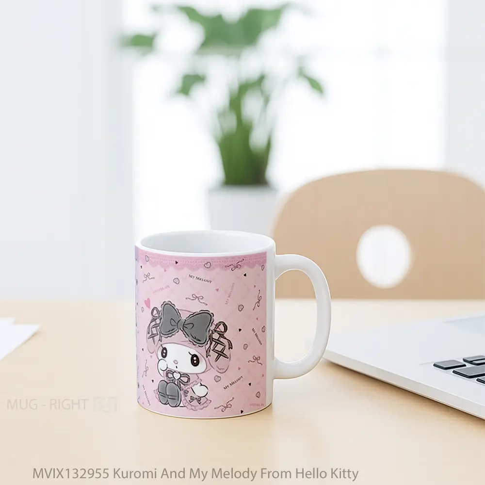 Mug Kuromi And My Melody From Hello Kitty Gelas Keramik Unik - All-side / Desain