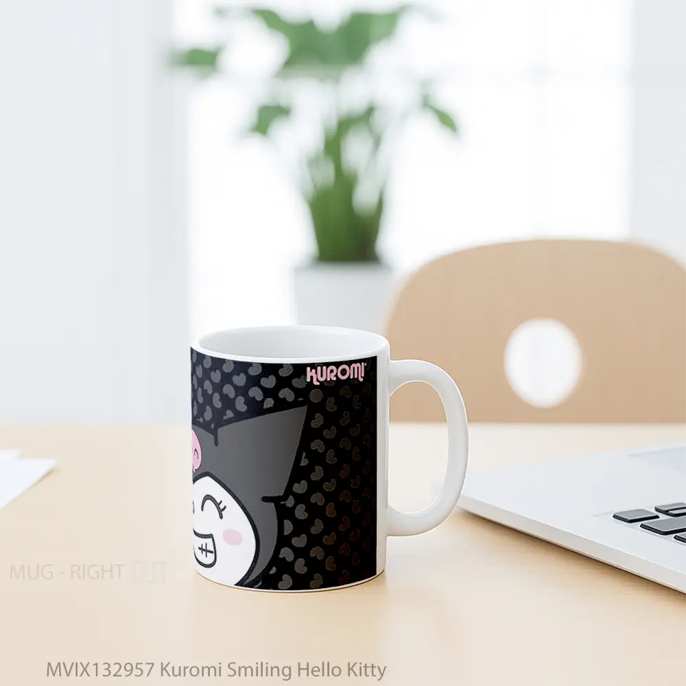 Mug Kuromi Smiling Hello Kitty Gelas Keramik Unik - All-side / Desain